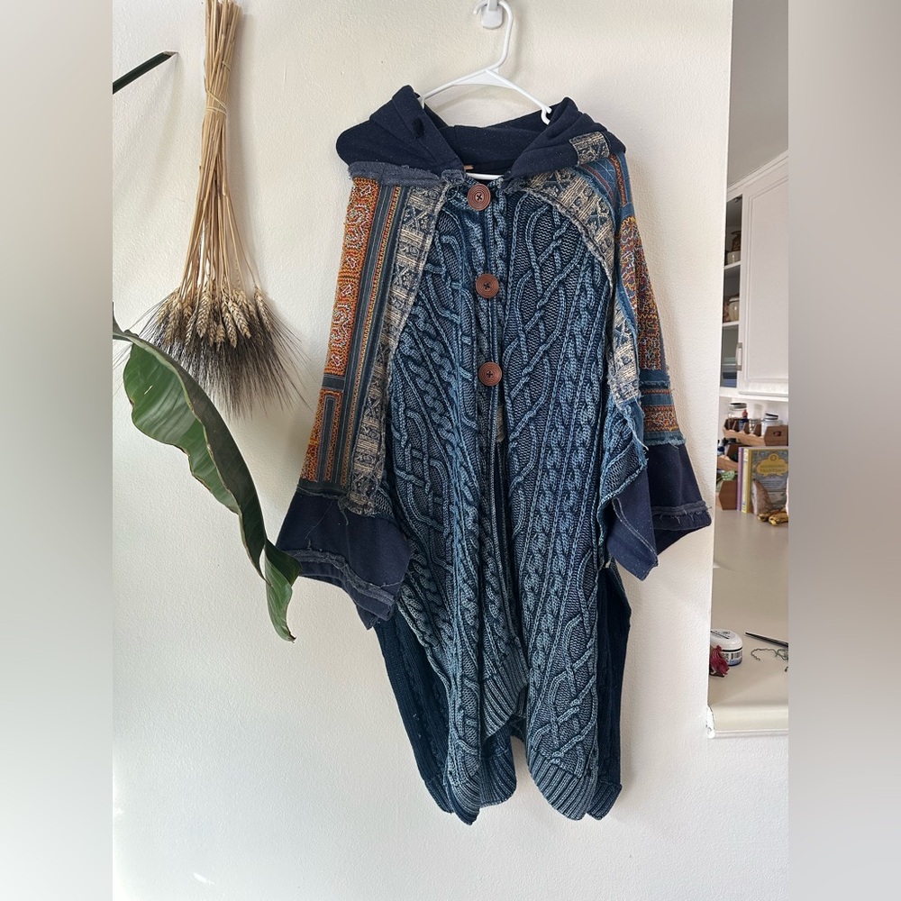 Free People cable knit poncho